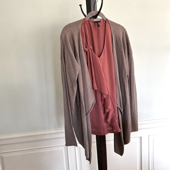 Terracotta Ruffle Top Dark Pink Blouse Size Small Tie Ruffle - Picture 5 of 5